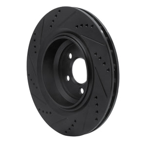 R1 05-23 Chrysler 300 Rear Right Drilled & Slotted Black Brake Rotor