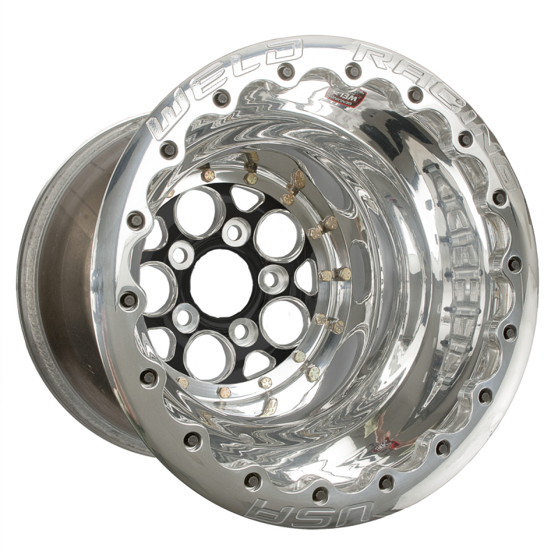 Weld Magnum 15x10 / 5x4.75 / 3 BS / 3.18 HB - Black Center - Polished Shell - Polished SBL MT Wheel