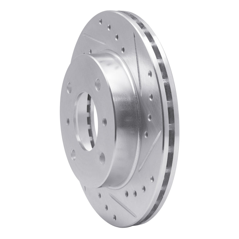 R1 89-96 Nissan 240SX Front Right Drilled & Slotted Silver Brake Rotor