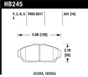 Hawk 1997-2001 Acura Integra GS HPS 5.0 Front Brake Pads