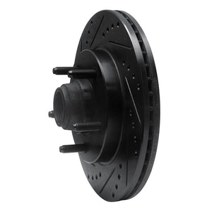 R1 00-04 Ford F-150 RWD Front Left Drilled & Slotted Black Brake Rotor