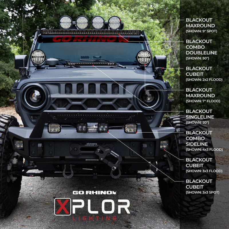 Go Rhino Xplor Blackout Series Single Row LED Light Bar (Side/Track Mount) 31.5in. - Blk