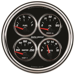 AutoMeter Gauge Quad 5in. 240 Ohm(e) to 33 Ohm(f) Elec Designer Black II