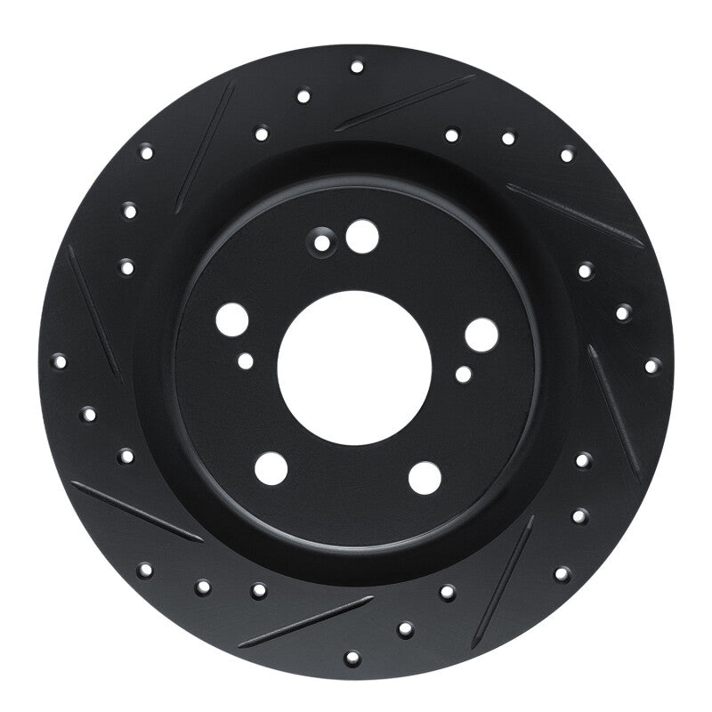 R1 17-25 Acura Integra Rear Left Drilled & Slotted Black Brake Rotor