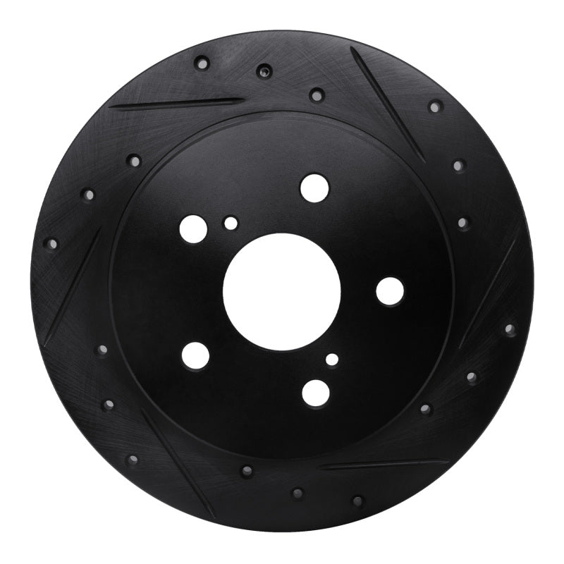 R1 2015-2025 Lexus ES250 Rear Right Drilled & Slotted Black Brake Rotor