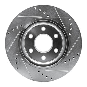 R1 05-25 Nissan Frontier Front Left Drilled & Slotted Silver Brake Rotor