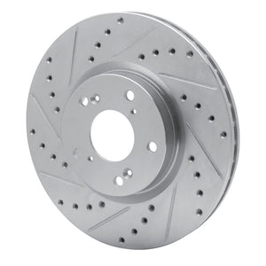 R1 06-15 Honda Civic Si Front Left Drilled & Slotted Silver Brake Rotor