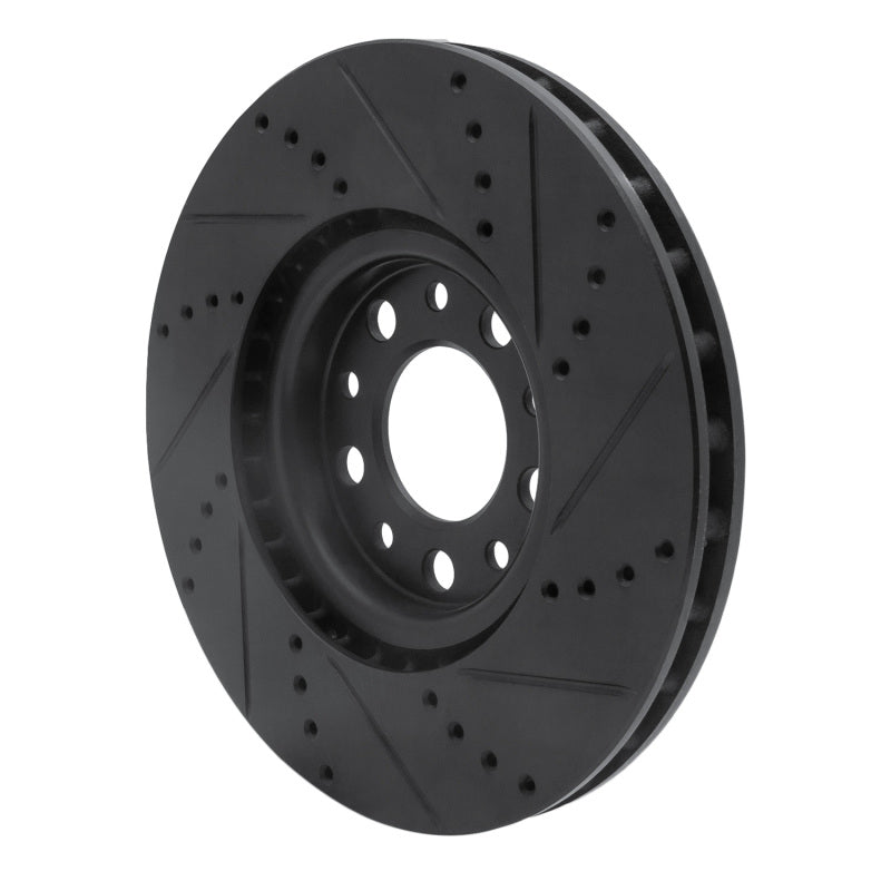 R1 2013-2023 Chrysler 200 Front Left Drilled & Slotted Black Brake Rotor