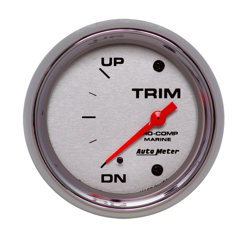Autometer Marine Chrome Gauge 2-5/8in Electric Trim Level Gauge 0OHM Down - 90OHM Up