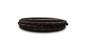 Vibrant -12 AN Two-Tone Black/Red Nylon Braided Flex Hose (20 foot roll)
