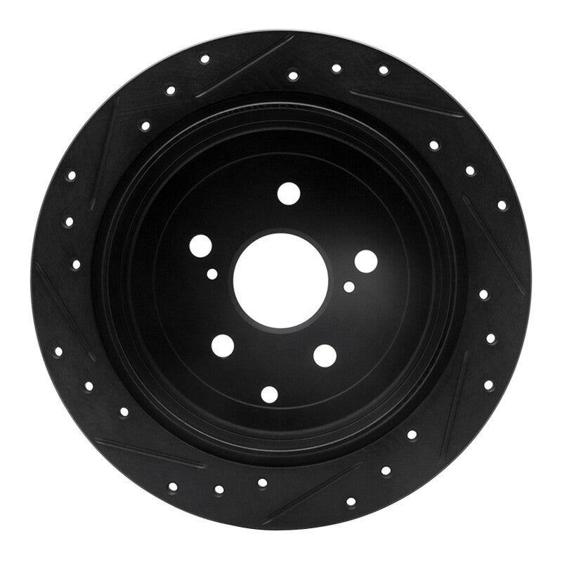 R1 10-20 Lexus RX450h Rear Right Drilled & Slotted Black Brake Rotor