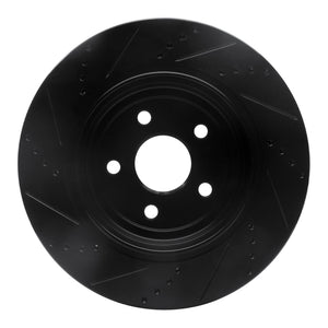 R1 12-25 Dodge Durango Rear Right Drilled & Slotted Black Brake Rotor
