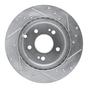 R1 06-12 Mitsubishi Galant Rear Left Drilled & Slotted Silver Brake Rotor