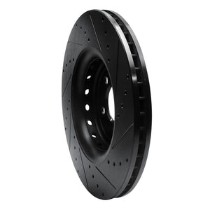 R1 14-23 Dodge Charger Front Left Drilled & Slotted Black Brake Rotor