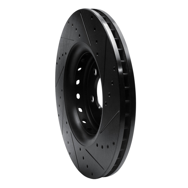 R1 14-23 Dodge Charger Front Left Drilled & Slotted Black Brake Rotor