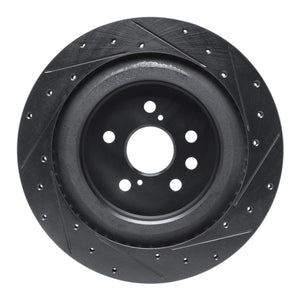 R1 2020-2025 Lexus RX350 Rear Left Drilled & Slotted Black Brake Rotor