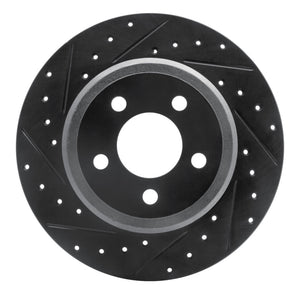 R1 05-23 Chrysler 300 Rear Left Drilled & Slotted Black Brake Rotor