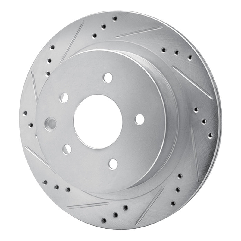 R1 02-25 Infiniti G35 Rear Left Drilled & Slotted Silver Brake Rotor