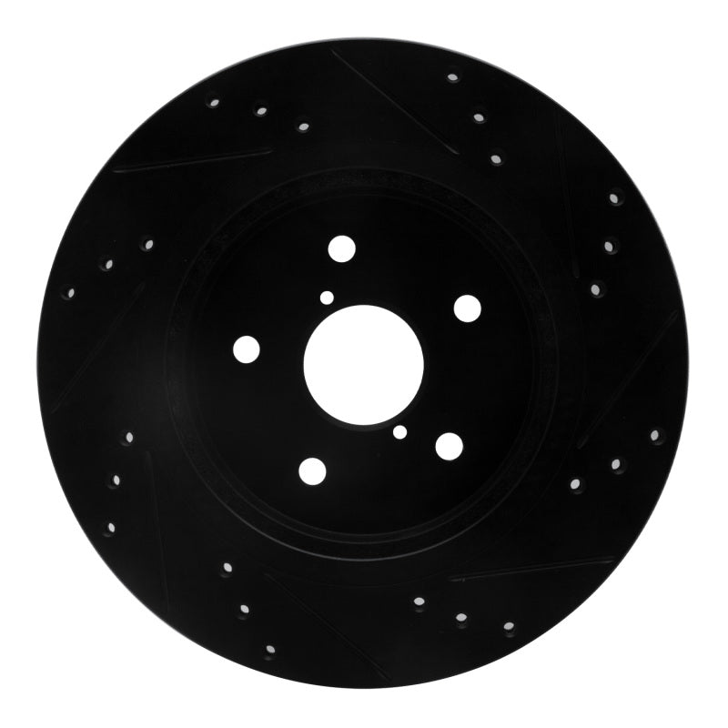 R1 15-25 Subaru Outback Rear Left Drilled & Slotted Black Brake Rotor
