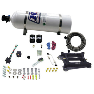 Nitrous Express 4150 4-BBL/Alcohol Nitrous Kit (100-500HP) w/15lb Bottle