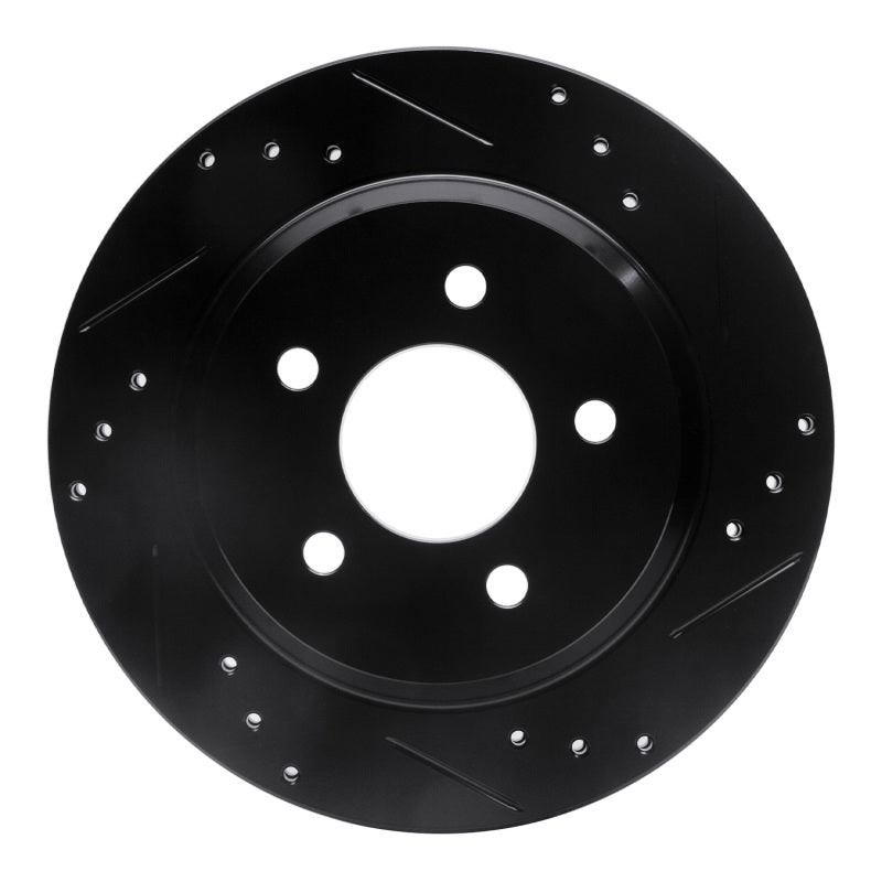 R1 94-04 Ford Mustang Rear Right Drilled & Slotted Black Brake Rotor