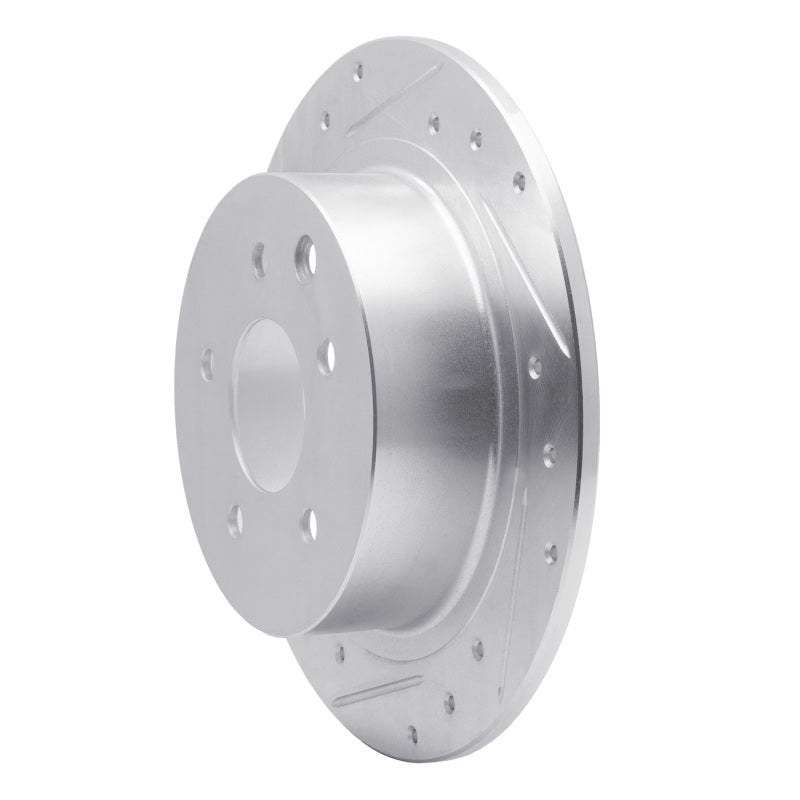 R1 02-25 Nissan Juke Rear Left Drilled & Slotted Silver Brake Rotor