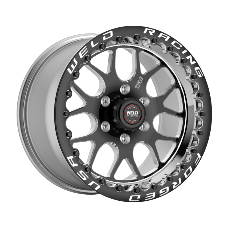 Weld S77 HD Beadlock 15x10/6x127/7.5 BS/3.54 HB-Black Center-Polished Shell-Black SBL MT Wheel