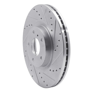 R1 09-23 Nissan 370Z Front Right Drilled & Slotted Silver Brake Rotor