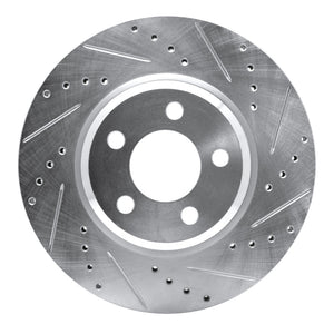 R1 2005-2023 Chrysler 300 Front Right Drilled & Slotted Silver Brake Rotor