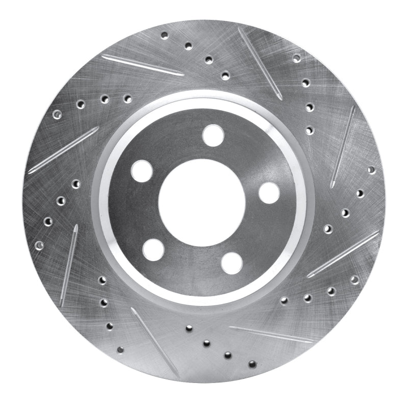 R1 2005-2023 Chrysler 300 Front Right Drilled & Slotted Silver Brake Rotor