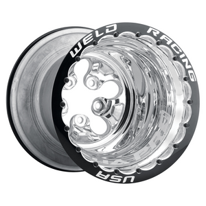 Weld Alpha-1 Pro 15x14 / 5x4.75 / 2 BS / 3.18 HB - Black Center - Polished Shell - DBL MT Wheel