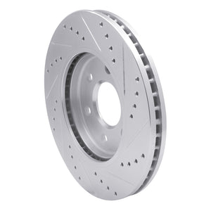 R1 05-21 Nissan Frontier Front Left Drilled & Slotted Silver Brake Rotor