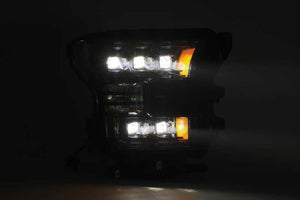 AlphaRex 17-20 Ford Raptor NOVA LED Proj Headlights Plank Style Matte Black w/Activ Light/Seq Signal