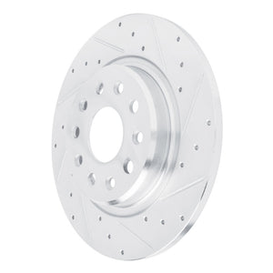 R1 22-25 Jeep Grand Cherokee Rear Right Drilled & Slotted Silver Brake Rotor