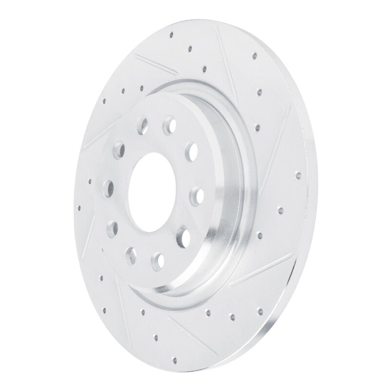 R1 22-25 Jeep Grand Cherokee Rear Right Drilled & Slotted Silver Brake Rotor