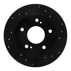 R1 94-98 Nissan 240SX Rear Right Drilled & Slotted Black Brake Rotor
