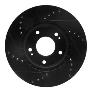 R1 2011-2025 Hyundai Elantra GT Front Right Drilled & Slotted Black Brake Rotor