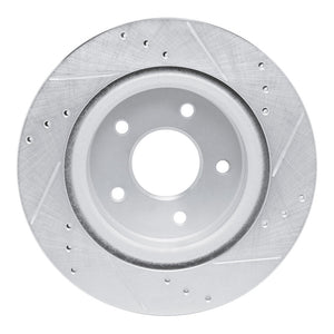 R1 17-25 Nissan Rogue Rear Left Drilled & Slotted Silver Brake Rotor