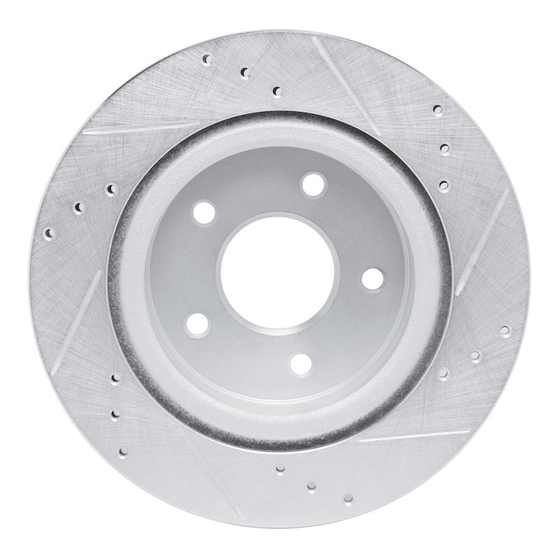 R1 17-25 Nissan Rogue Rear Left Drilled & Slotted Silver Brake Rotor
