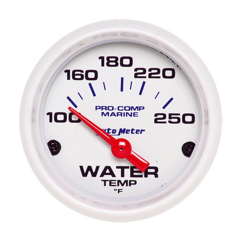 Autometer Marine White Gauge 2-1/16in Electric Water Temperature Gauge 100-250 Deg F