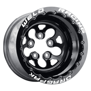 Weld Dodge Dragpak Alpha-1 15x10 / 5x4.5 / 3 BS / 3.18 HB - Gloss Black Milled - Black DBL MT Wheel