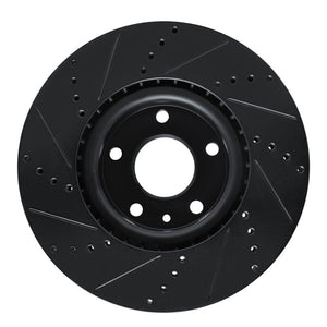 R1 14-19 Chevrolet Corvette Front Right Drilled & Slotted Black Brake Rotor