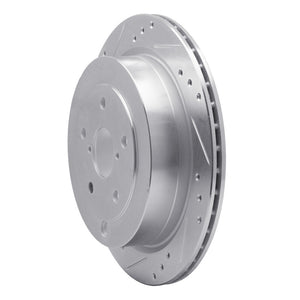 R1 06-14 Subaru B9 TRIBECA Rear Left Drilled & Slotted Silver Brake Rotor