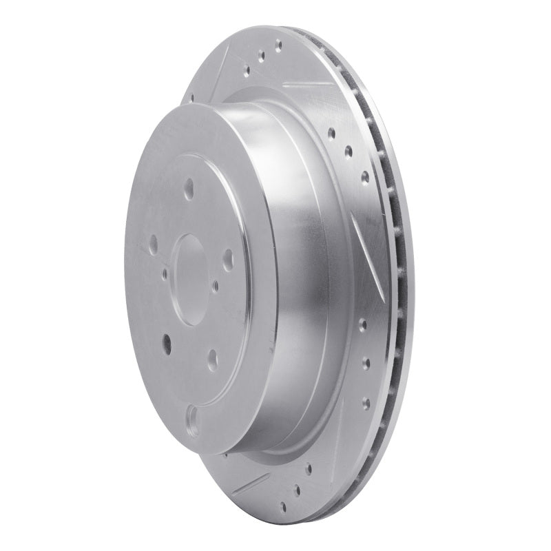 R1 06-14 Subaru B9 TRIBECA Rear Left Drilled & Slotted Silver Brake Rotor