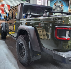 Rally Armor 19-26 Jeep JT Gladiator (Mojave/Rubicon) Black Mud Flap w/Army Green Logo