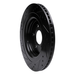 R1 15-23 Ford Mustang Rear Right Drilled & Slotted Black Brake Rotor