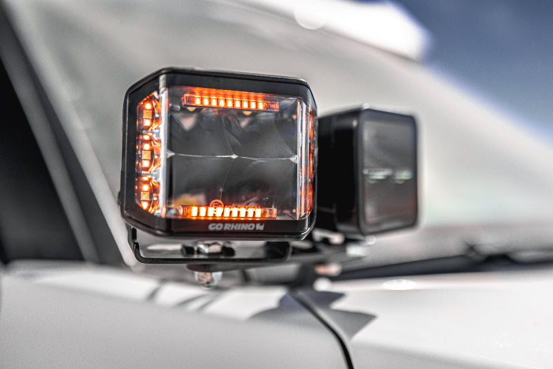 Go Rhino Xplor Blackout Series Cube LED Sideline Spot Light Kit (Surface Mount) 4x3 - Blk (Pair)