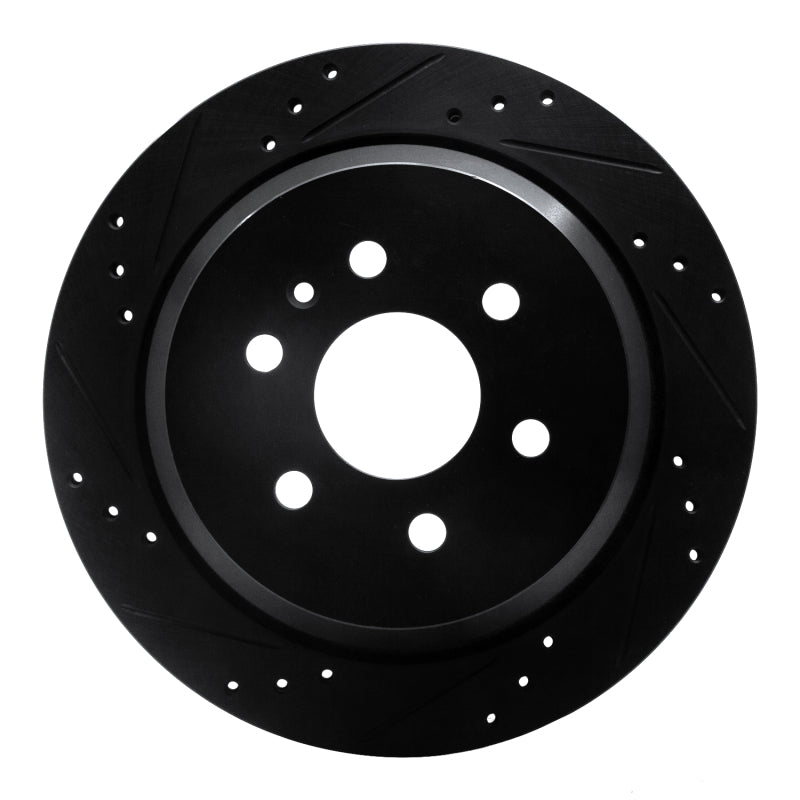 R1 15-20 Chevrolet Colorado Rear Left Drilled & Slotted Black Brake Rotor