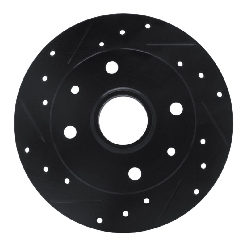 R1 81-85 Mazda RX-7 Rear Left Drilled & Slotted Black Brake Rotor