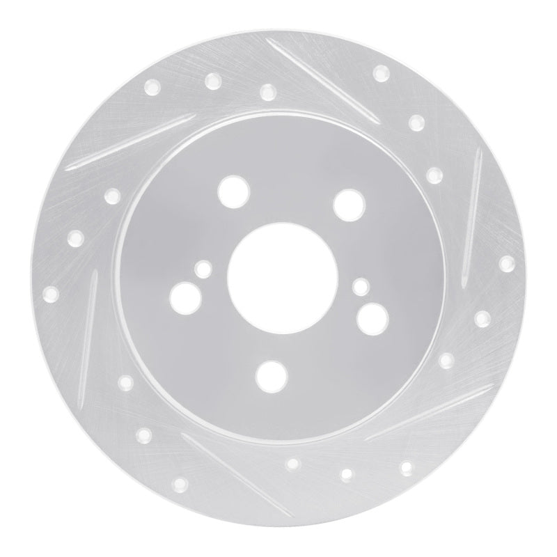 R1 09-24 Lexus CT200H Rear Right Drilled & Slotted Silver Brake Rotor